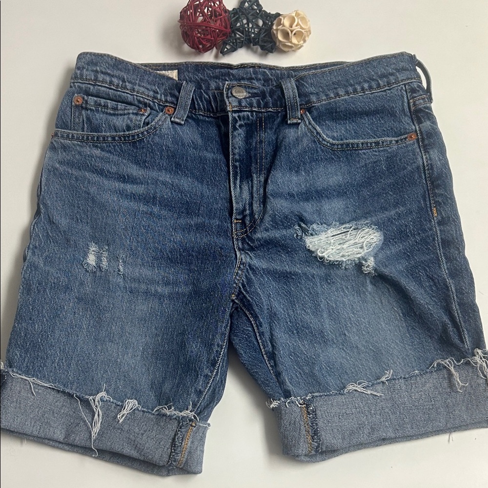Levi's 511 BERMUDA Length Distressed Denim Shorts Size 31